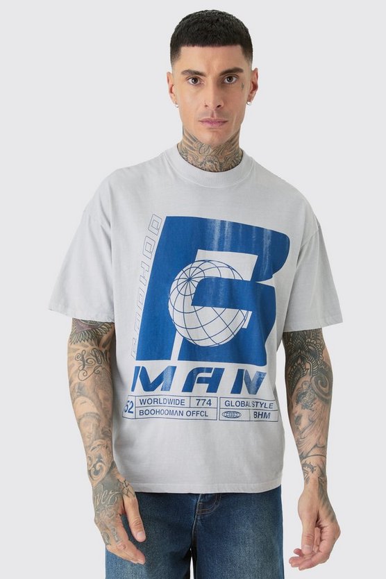 Tall Oversize Man T-Shirt in Grau