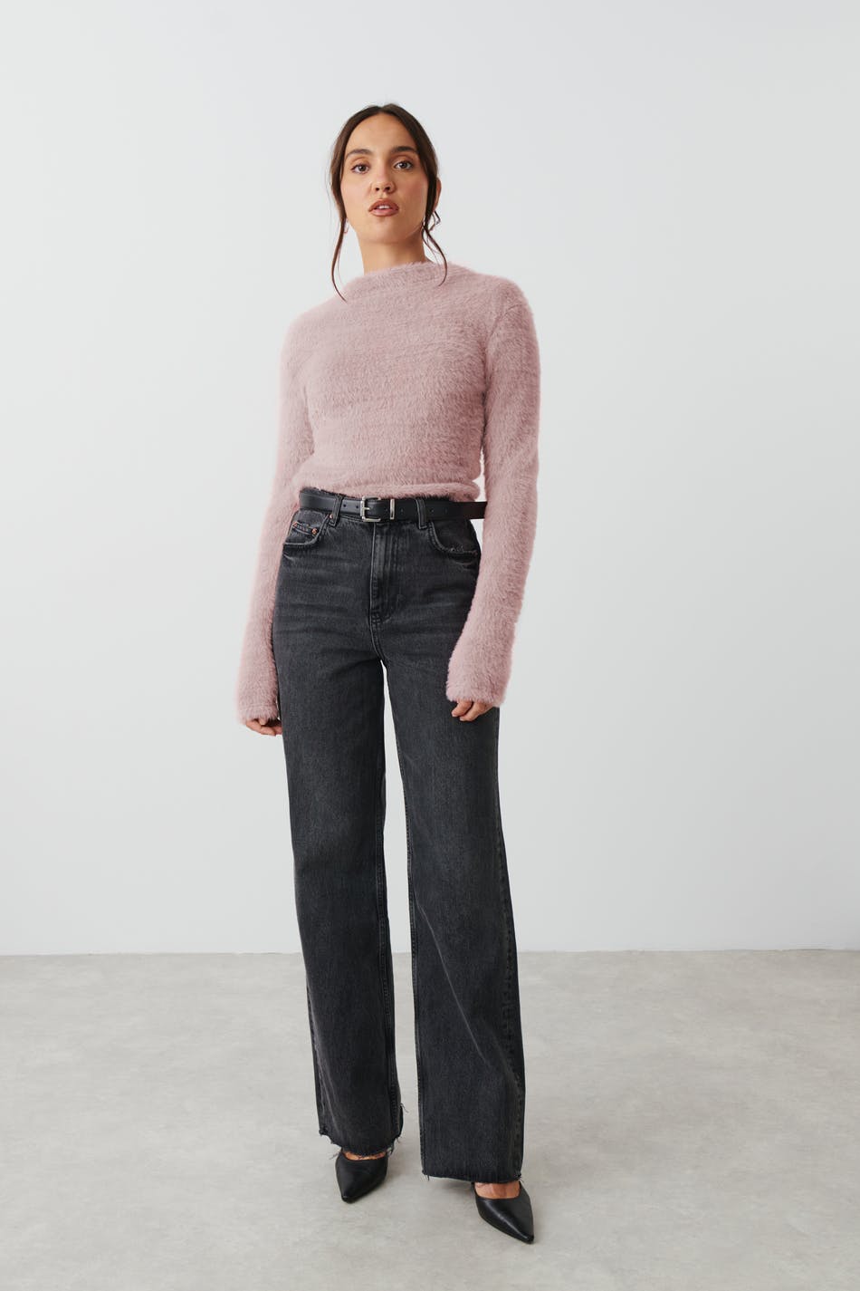 Soft funnel neck top