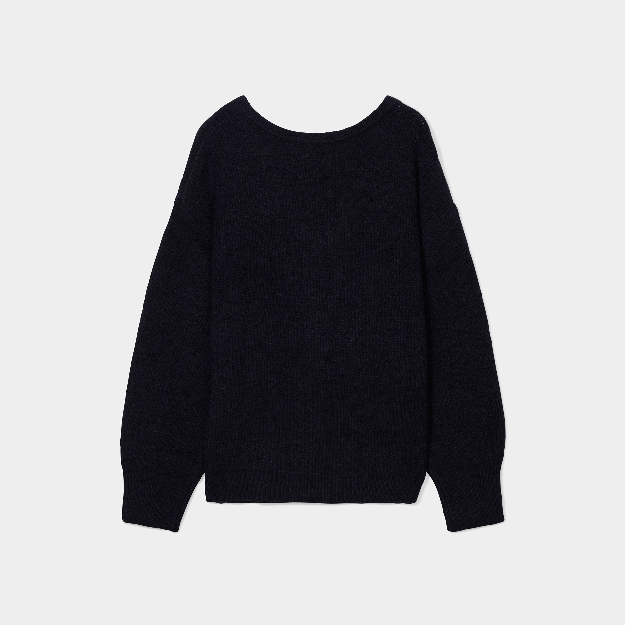 Pull réversible dos col en V bleu foncé femme | La Halle
