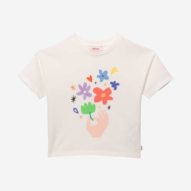 T-shirt fille fleurs couleur beige Catimini