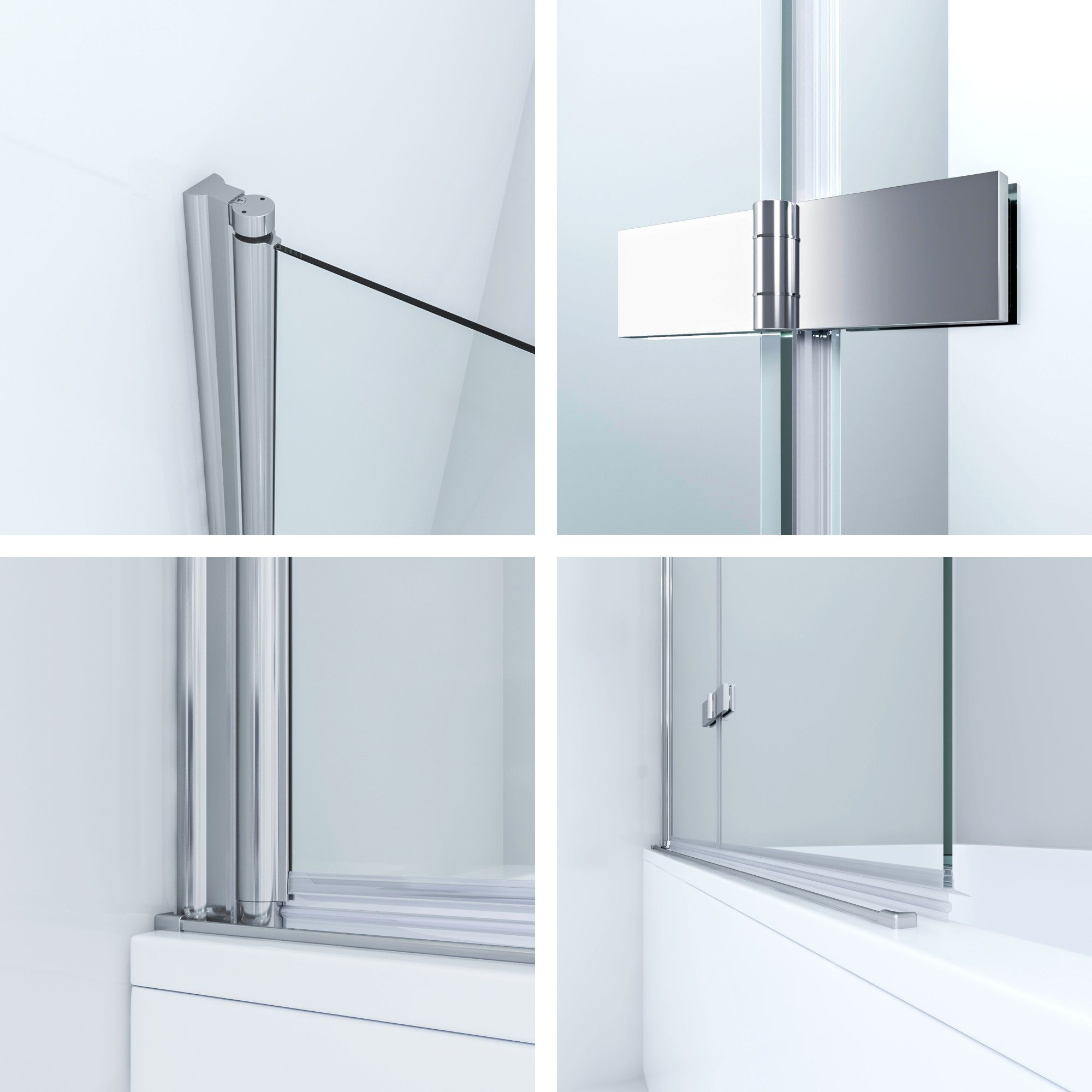 AQUABATOS Badewannenaufsatz Badewannenaufsatz faltbar Glas Badewannenfaltwand Duschabtrennung, Einscheiben-Sicherheitsglas (ESG) 5 mm