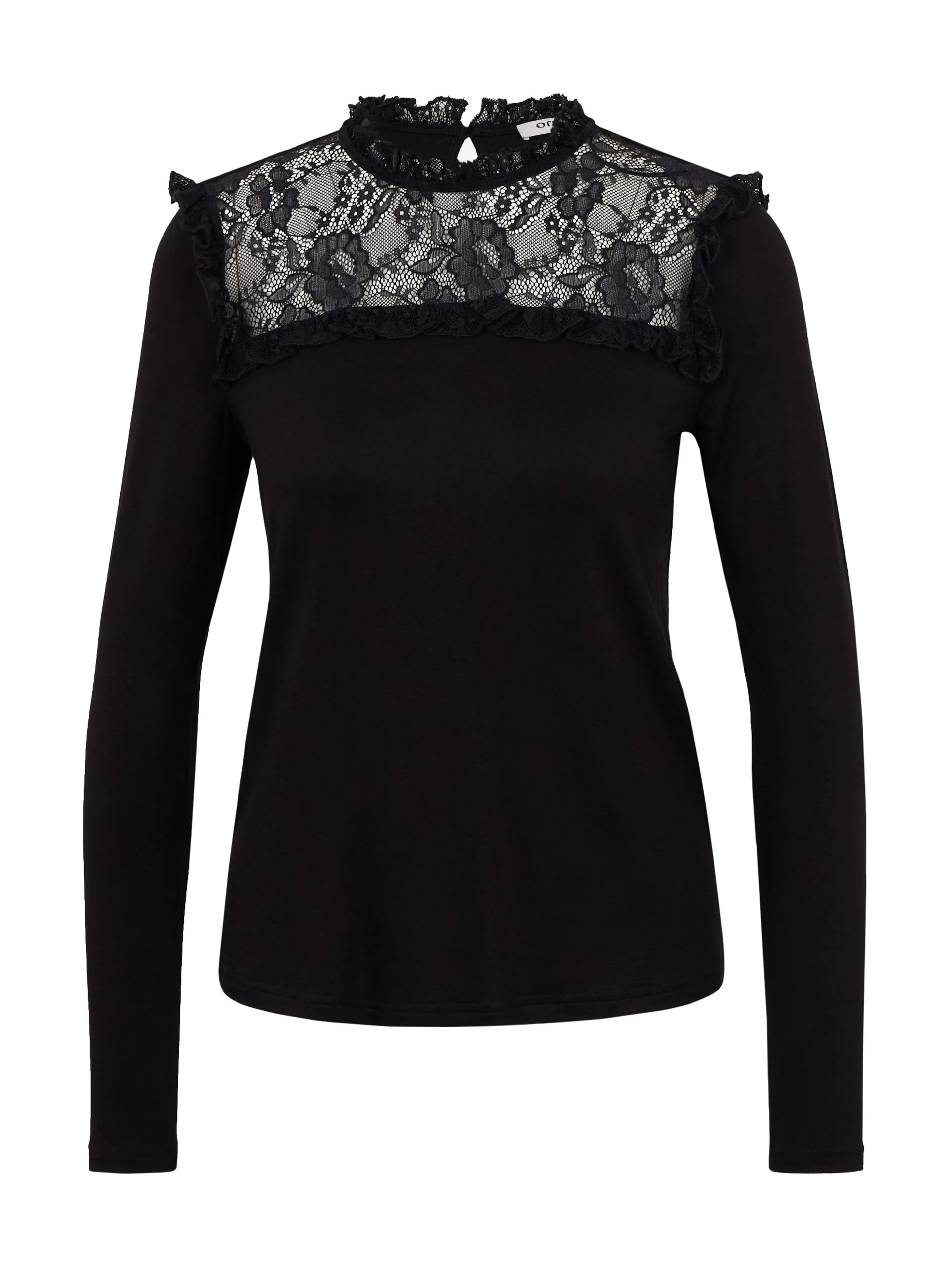 Schwarzes Damen-T-Shirt mit Spitzendetail ORSAY