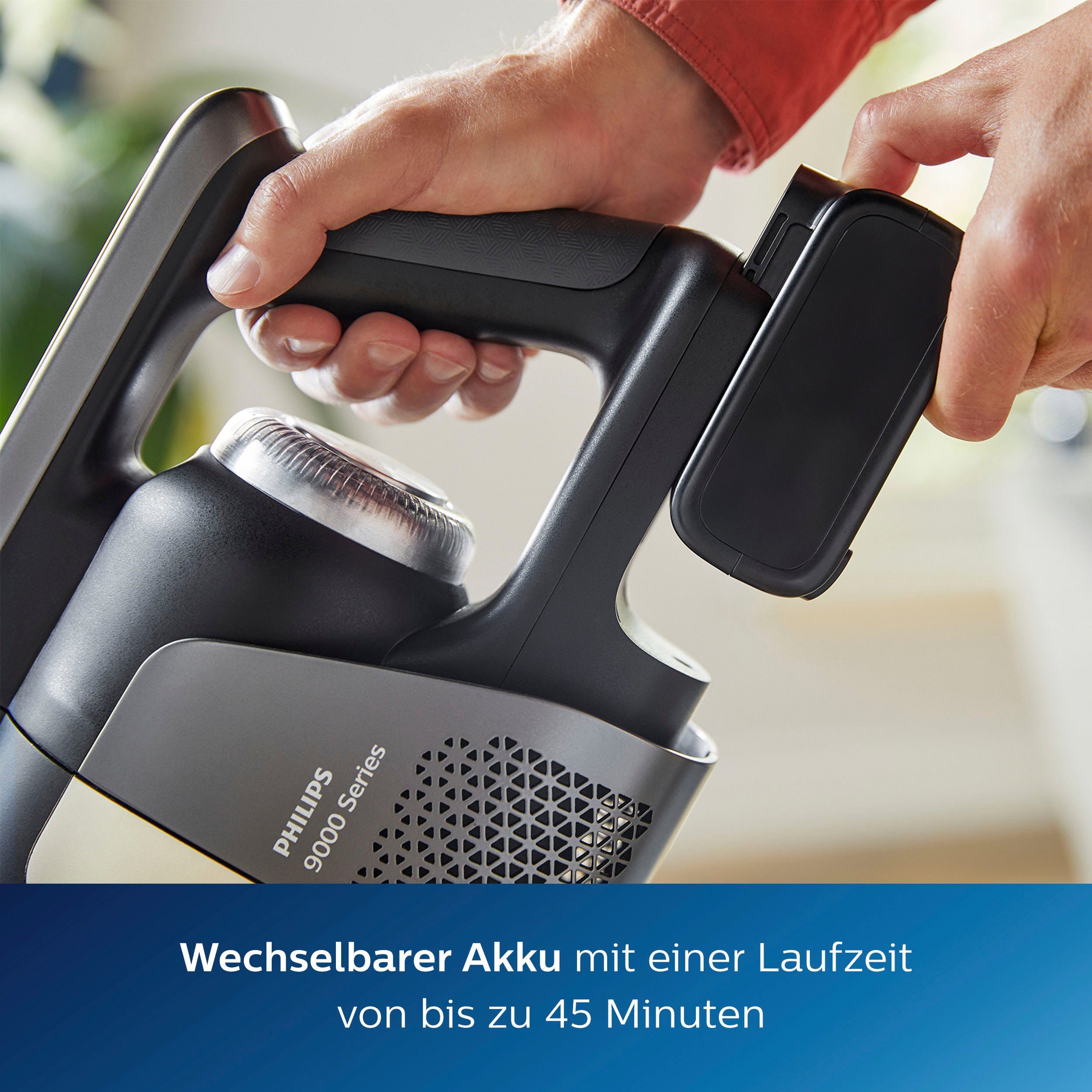 Philips Nass-Trocken-Akkusauger AquaTrio Cordless 9000 Series XW9383, 3-in-1 Saugen und Wischen in einem Zug