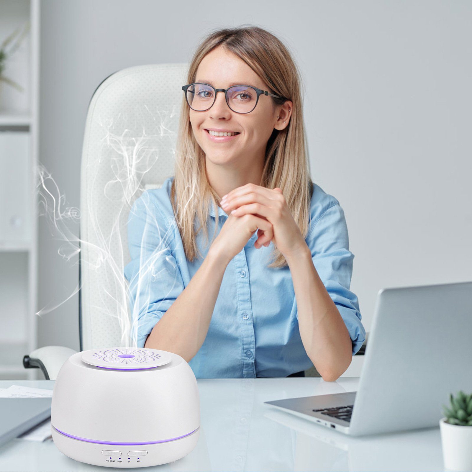 OKWISH Luftbefeuchter Luft Befeuchter Aroma Diffuser Duftöl Öle Diffusor Aromatherapie 300ml, 0,30 l Wassertank, BPA-Free mit 7 Farben LED-Licht ohne Öle Schlafzimmer Spa Büro Yoga ..