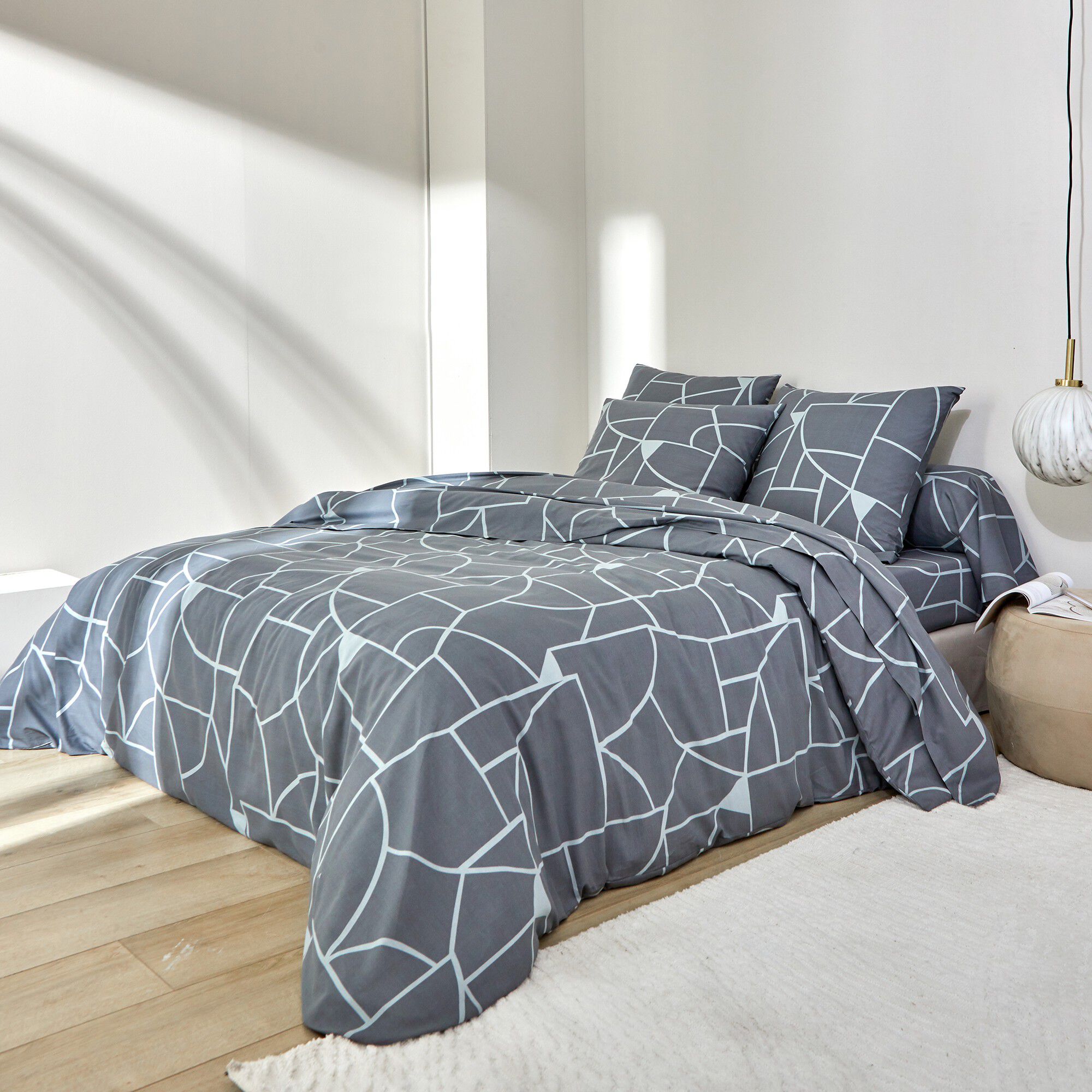 Linge de lit Geoffroy en coton à motifs graphiques