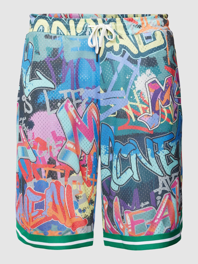 Shorts mit Allover-Muster in dunkelblau