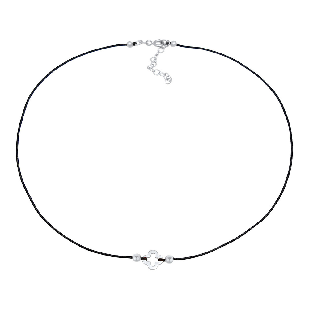 Elli Elli Collier Dames Choker Nylon CAmourrleaf Luck Talisman en argent sterling 925  collier