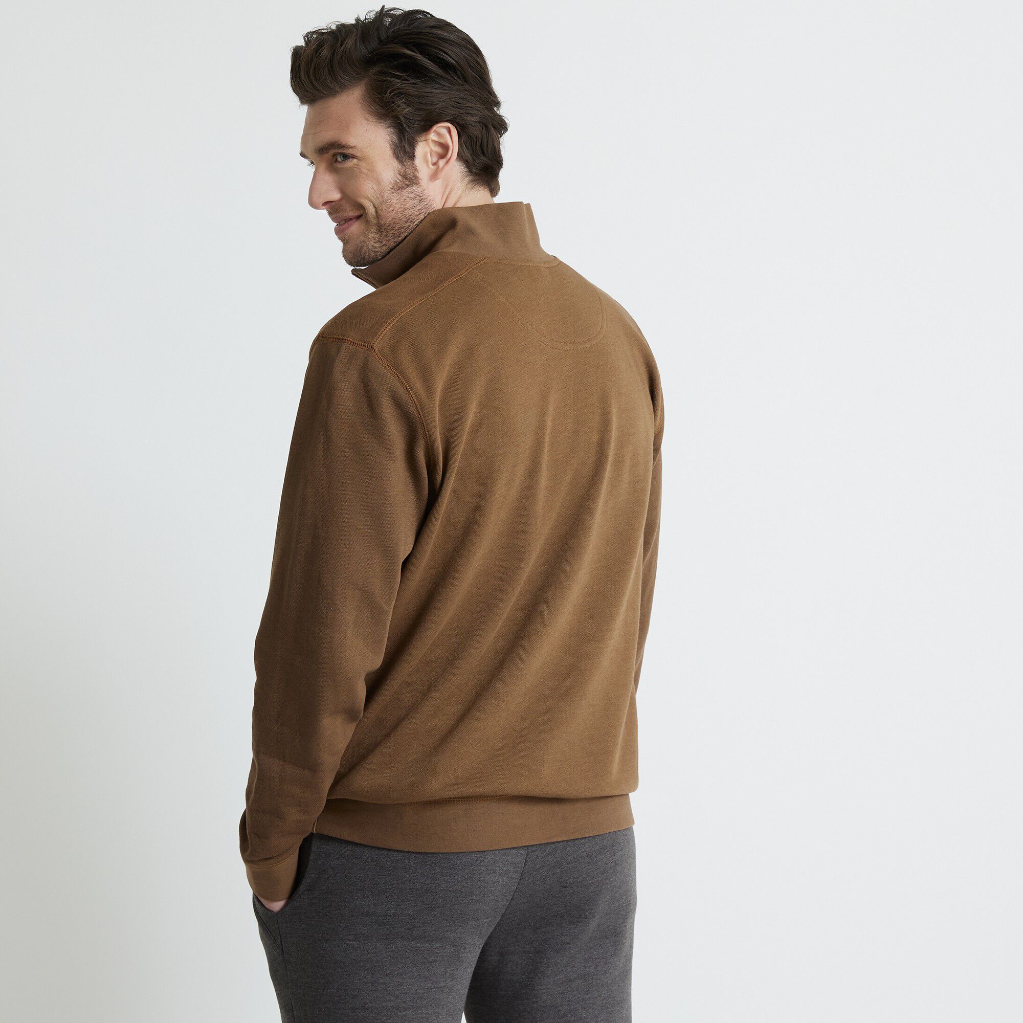 Sweat molleton col camionneur zippé