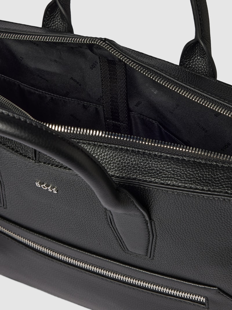 Laptoptasche aus Leder mit Label-Detail Modell 'Highway' in schwarz