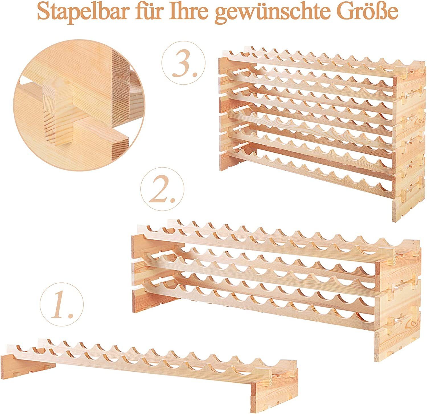 COSTWAY Weinregal 6 Ebenen, aus Holz, für 72 Flaschen, 119 x 29 x 72cm