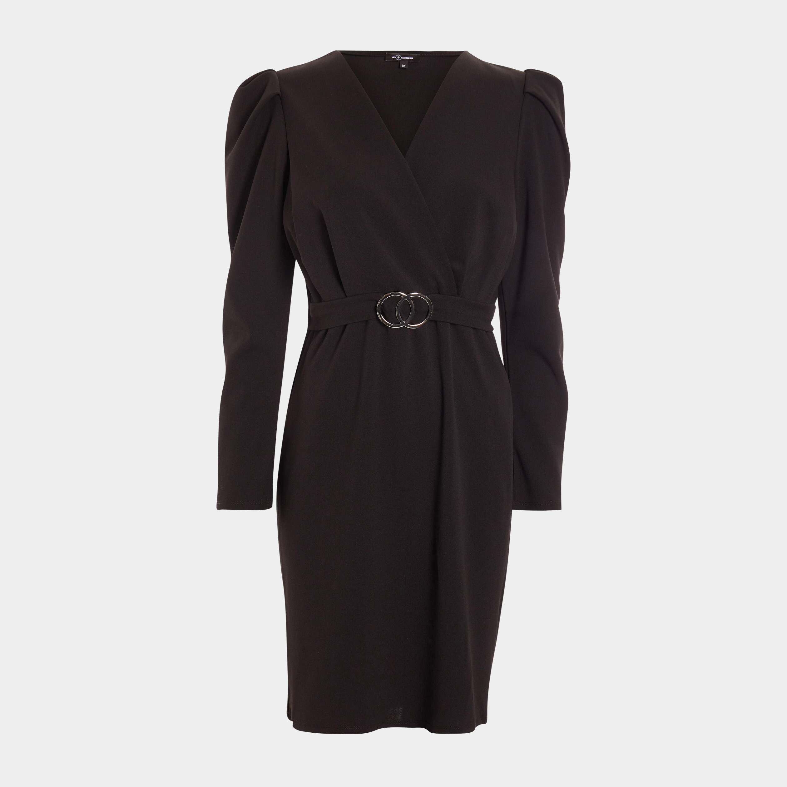 Robe cache-coeur à manches longues noir femme | La Halle