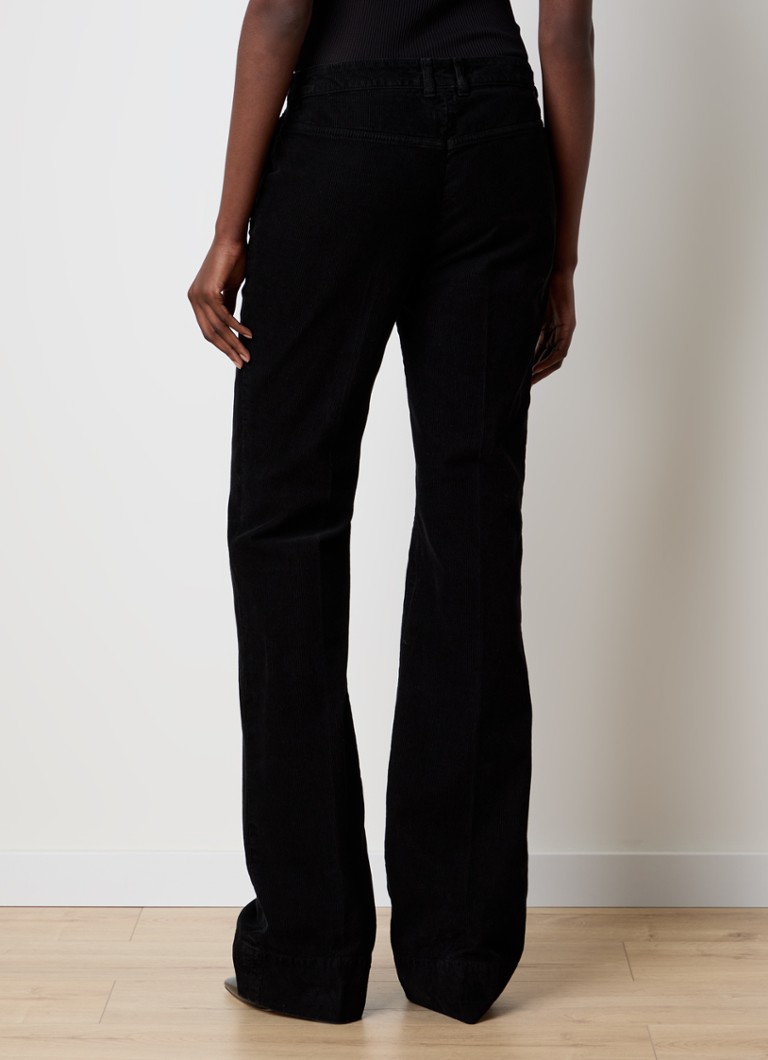 Saint Laurent mid-waist bootcut corduroy trousers with side pockets