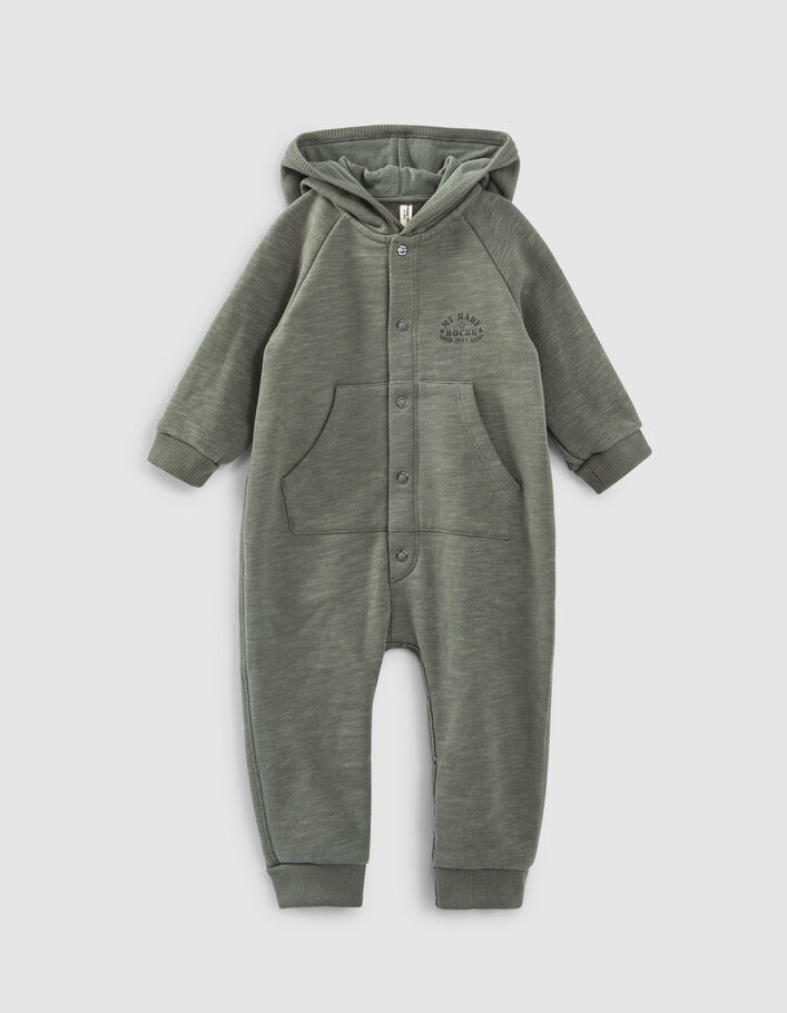 Combinaison kaki à capuche-lunettes molleton bio bébé
