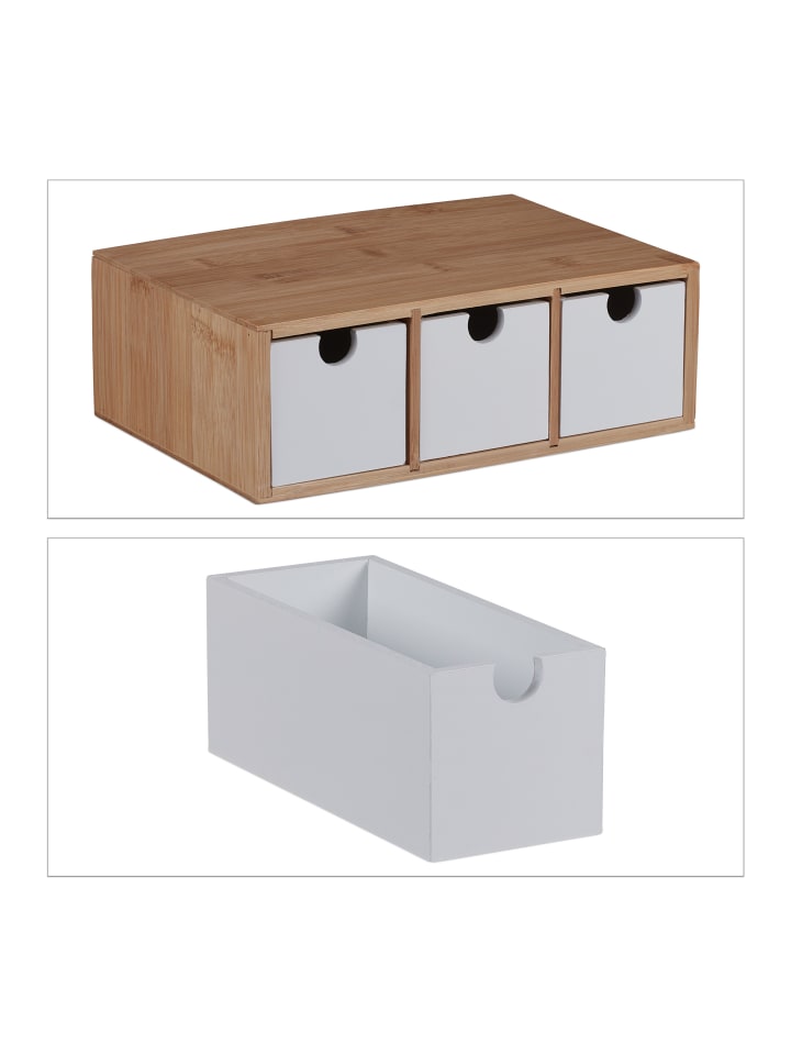relaxdays Schubladenbox in Natur/ Weiß günstig kaufen onesize