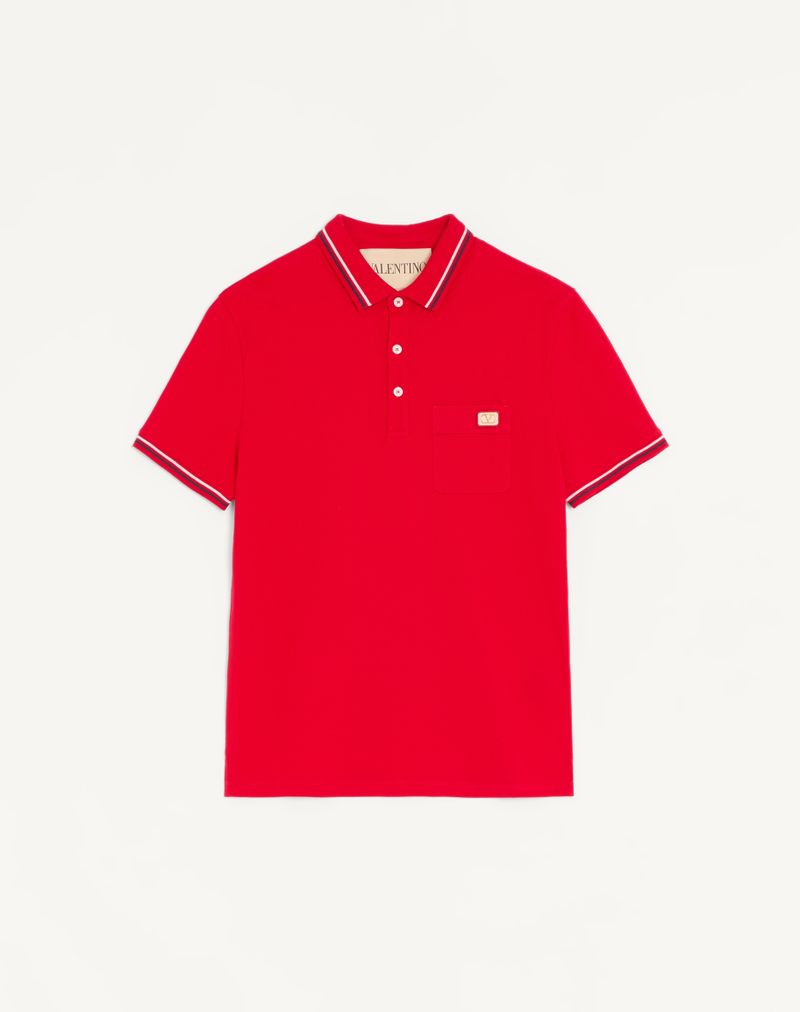 Polo shirt van katoenen piqué met V-logo patch
