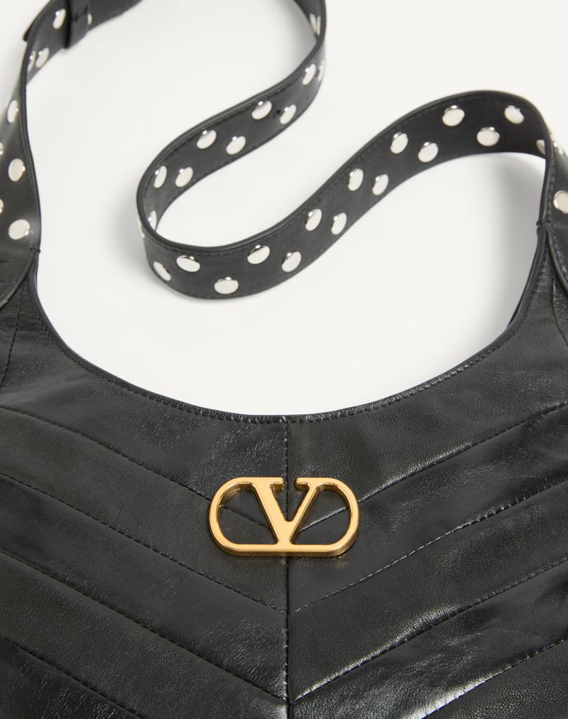 Valentino Garavani Hobo Lille Hobo Taske i Nappa med Chevron Motiv