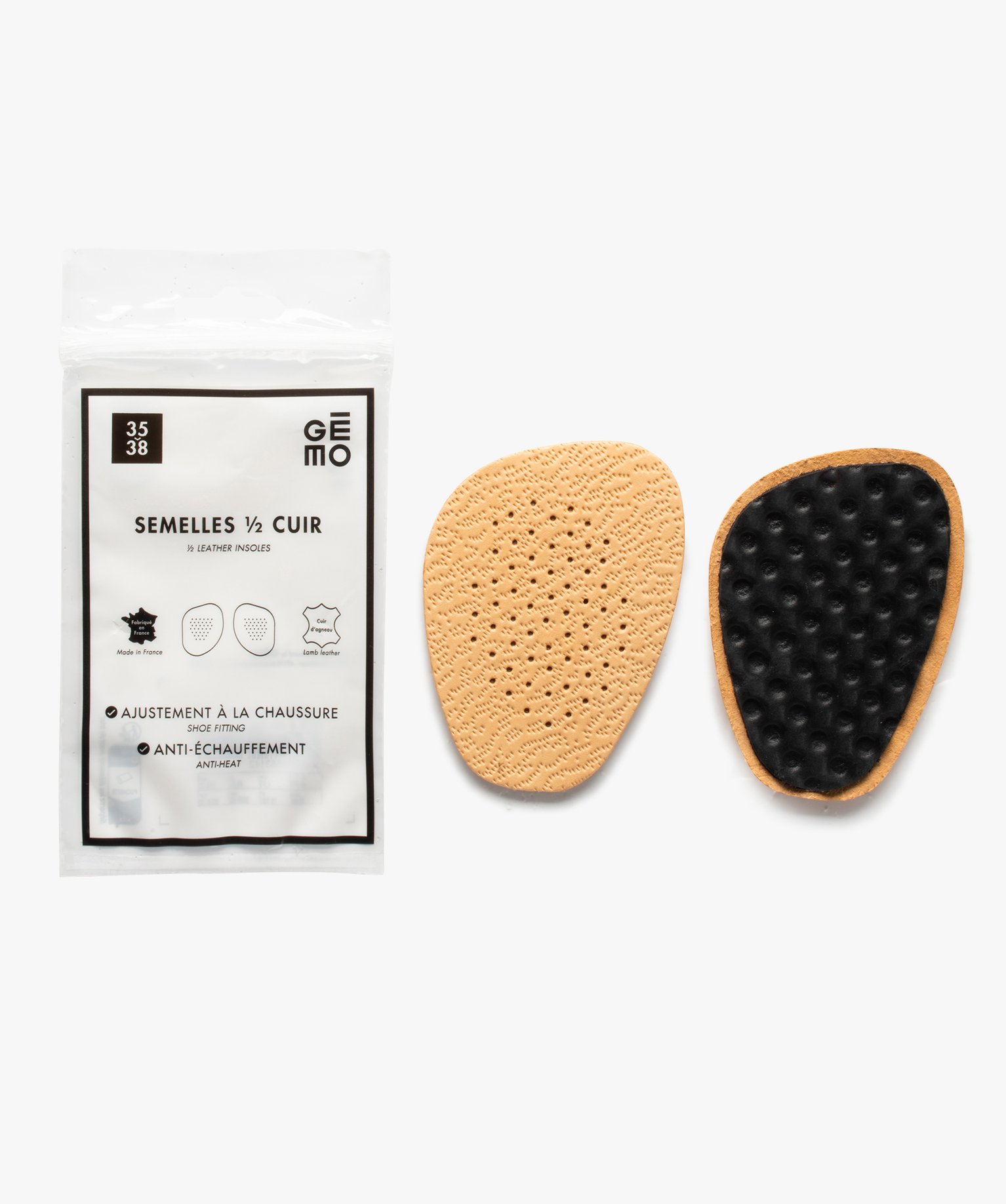 Semelles femme anti-échauffement en cuir et en latex beige | GEMO
