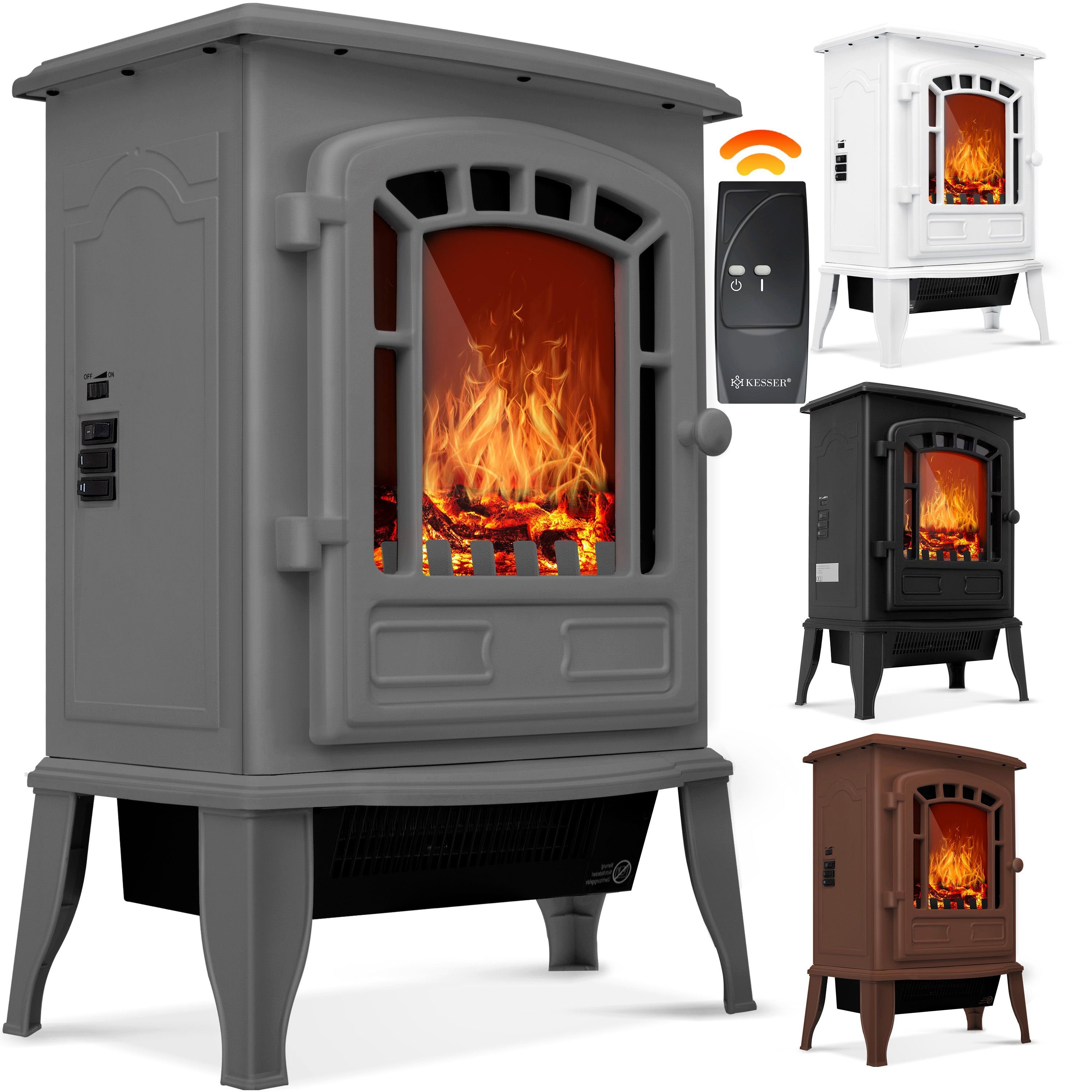 KESSER Heizgerät, 2000 W, Elektrokamin mit Heizlüfter Fernbedienung 2000W Elektro Kamin