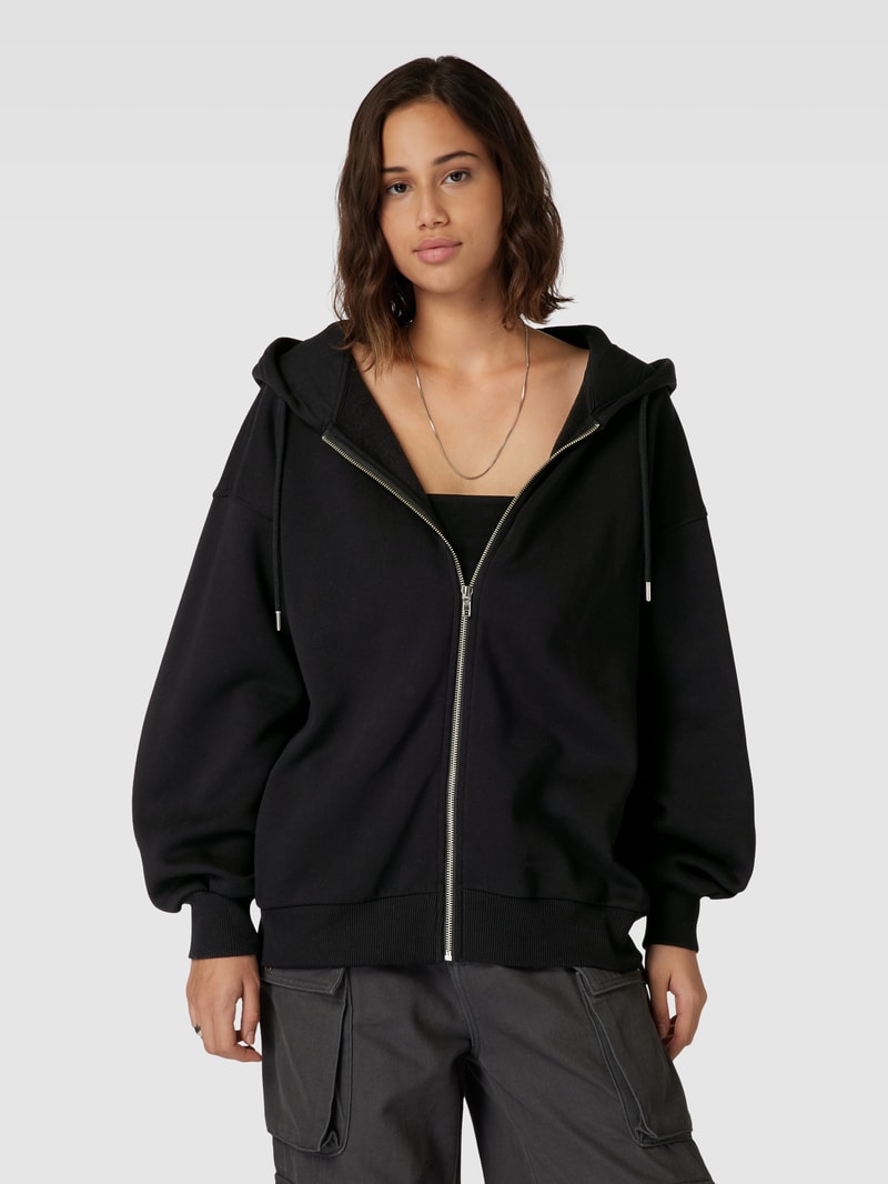 Oversized Sweatjacke mit Kapuze in schwarz