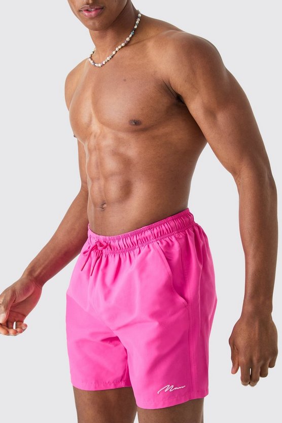 Man Signature mittellange Badehose