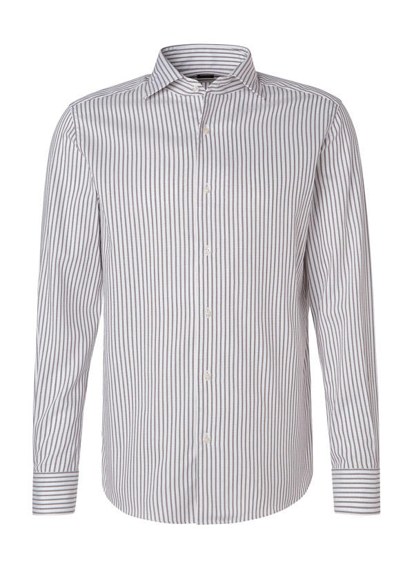 BOGGI MILANO, Hemd, Regular Fit, Baumwolle, braun-weiß gestreift
