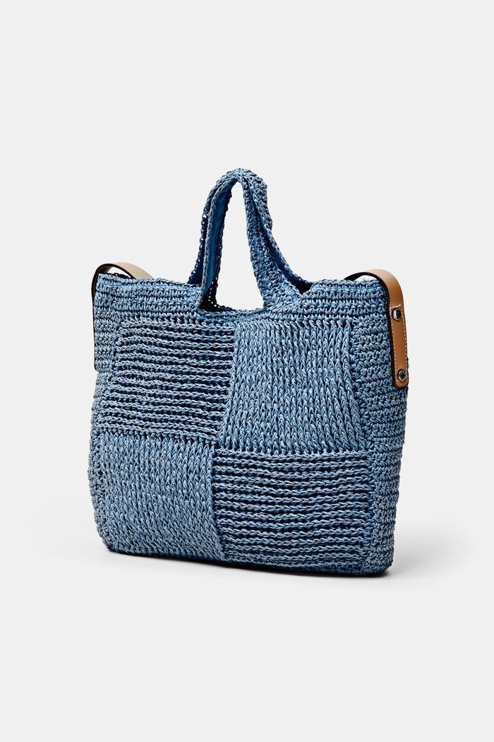 Basttasche aus Webstoff mit Details in Lederoptik