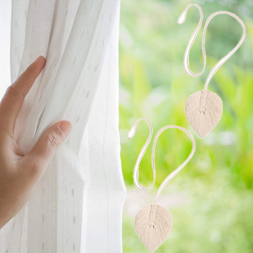 Raffhalter 2Pcs Vorhang Raffhalter, Boho Makramee Blätter, für Büro Gardinen Deko, Einemgeld