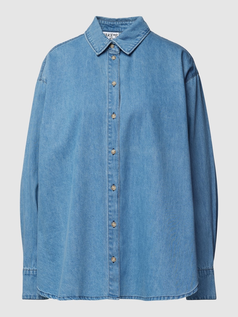 Jeansbluse mit Umlegekragen in jeans