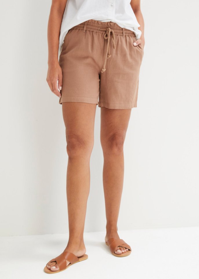 Leinen-Paperbag-Shorts