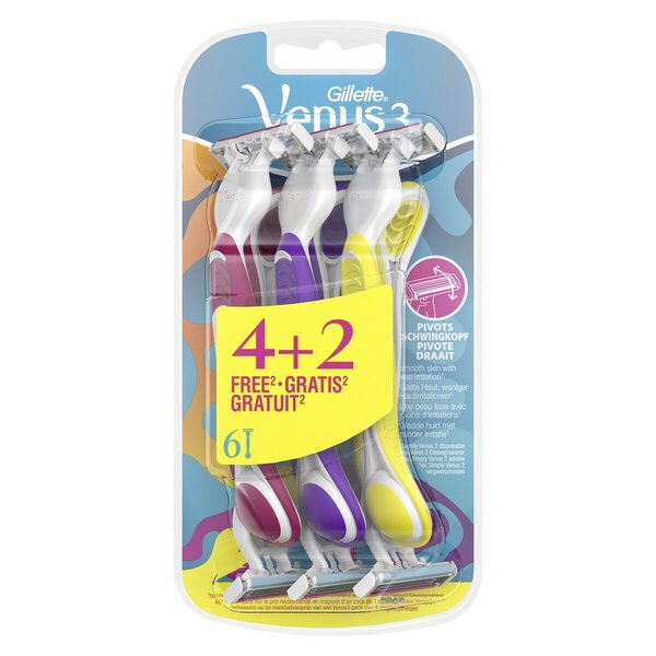 Gillette Simply Venus3 Plus Aparelhos de Barbear Descartáveis, 6 unidades