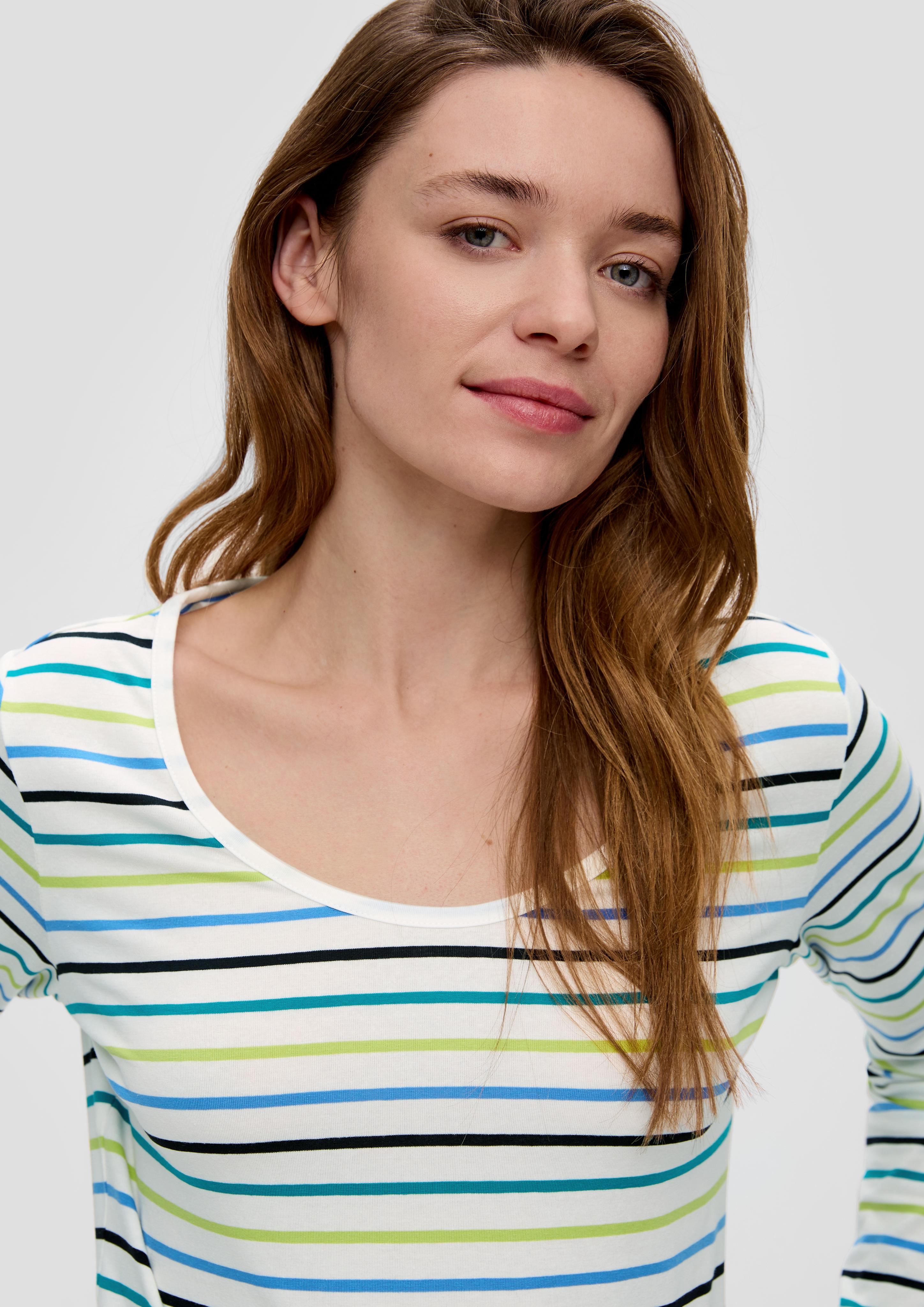Langarmshirt mit tiefem Rundhalsausschnitt  2141909-02H8