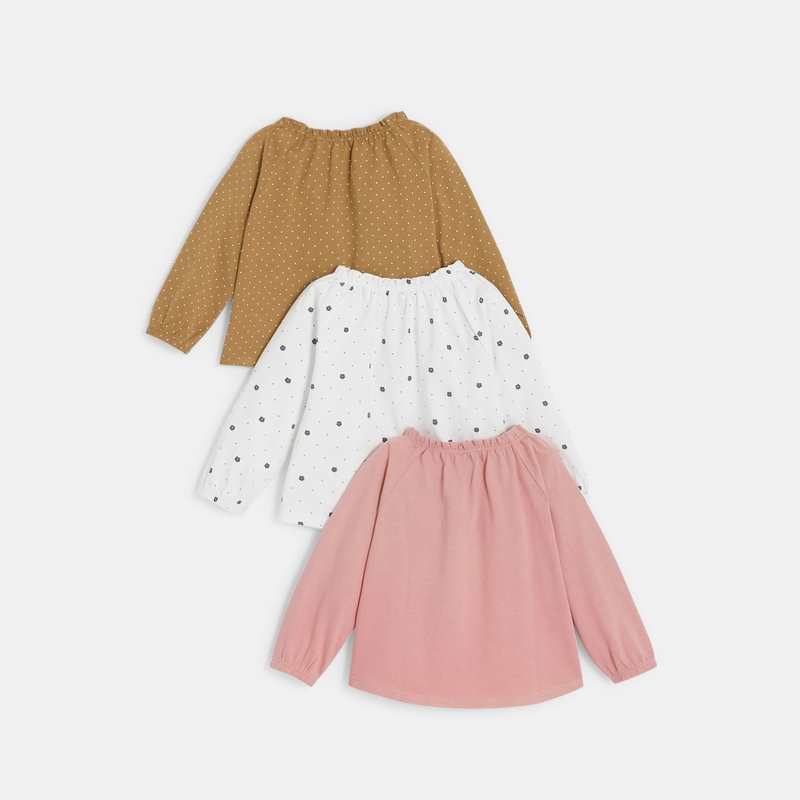 Blouse col élastique (lot de 3) rose bébé fille