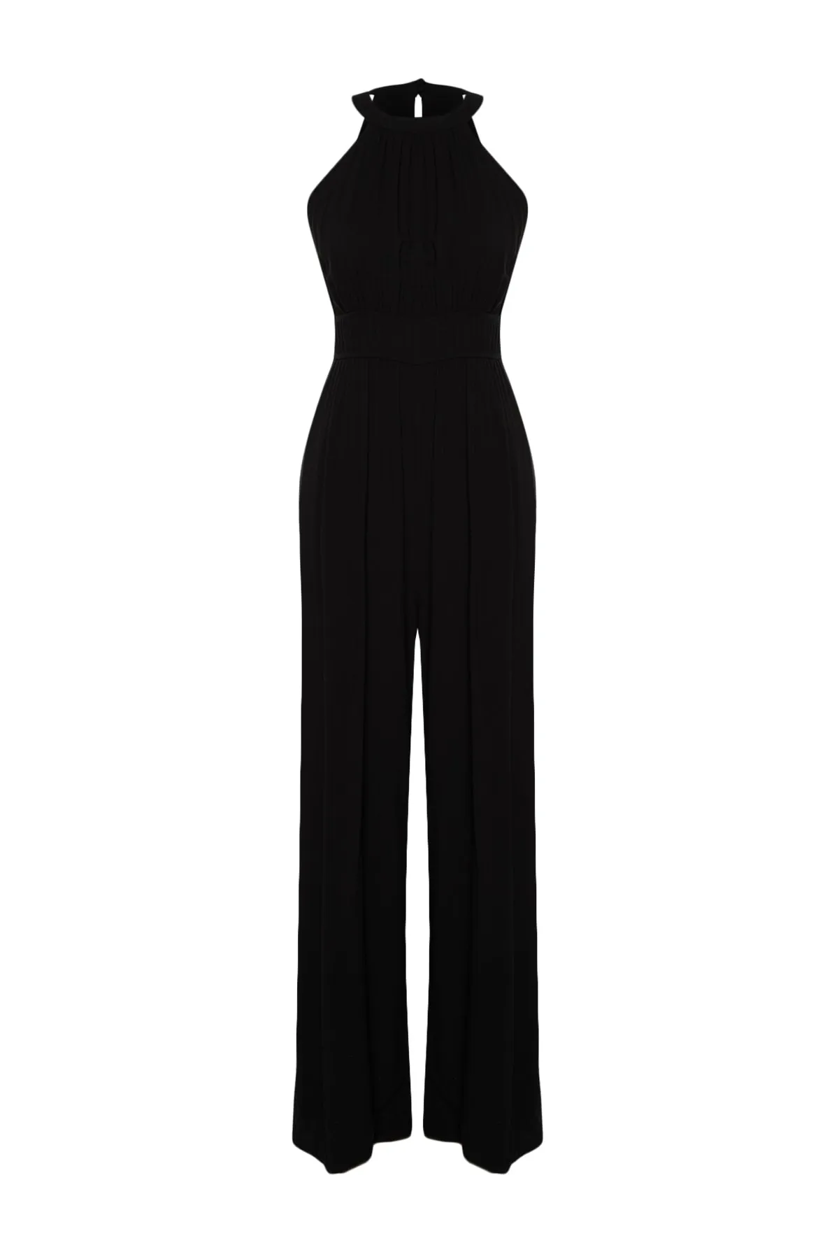 Trendyol Collection  Schwarzer gewebter Jumpsuit mit Neckholderkragen TWOSS23TU00121