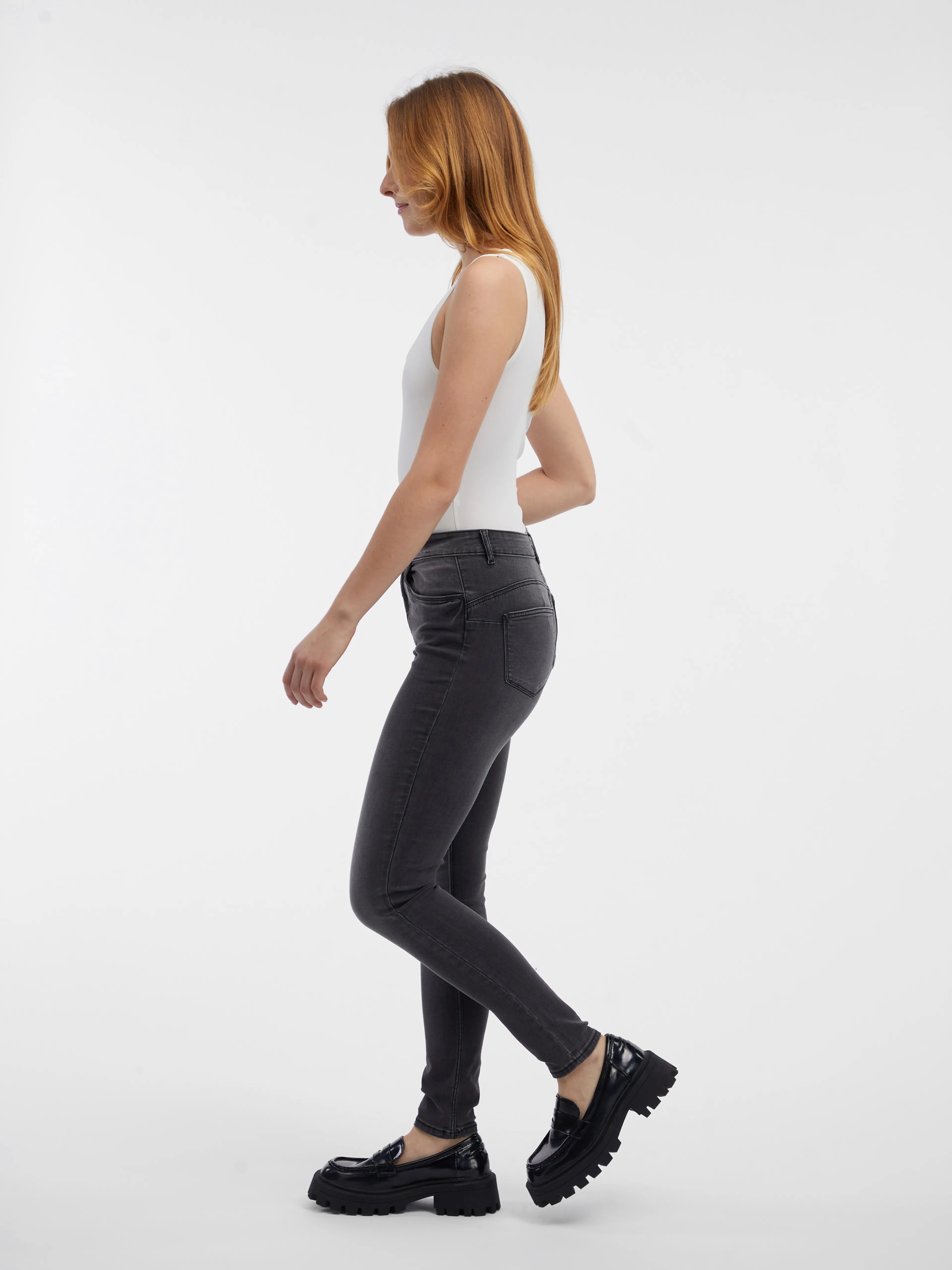 Graue Skinny-Fit-Jeans Damen ORSAY