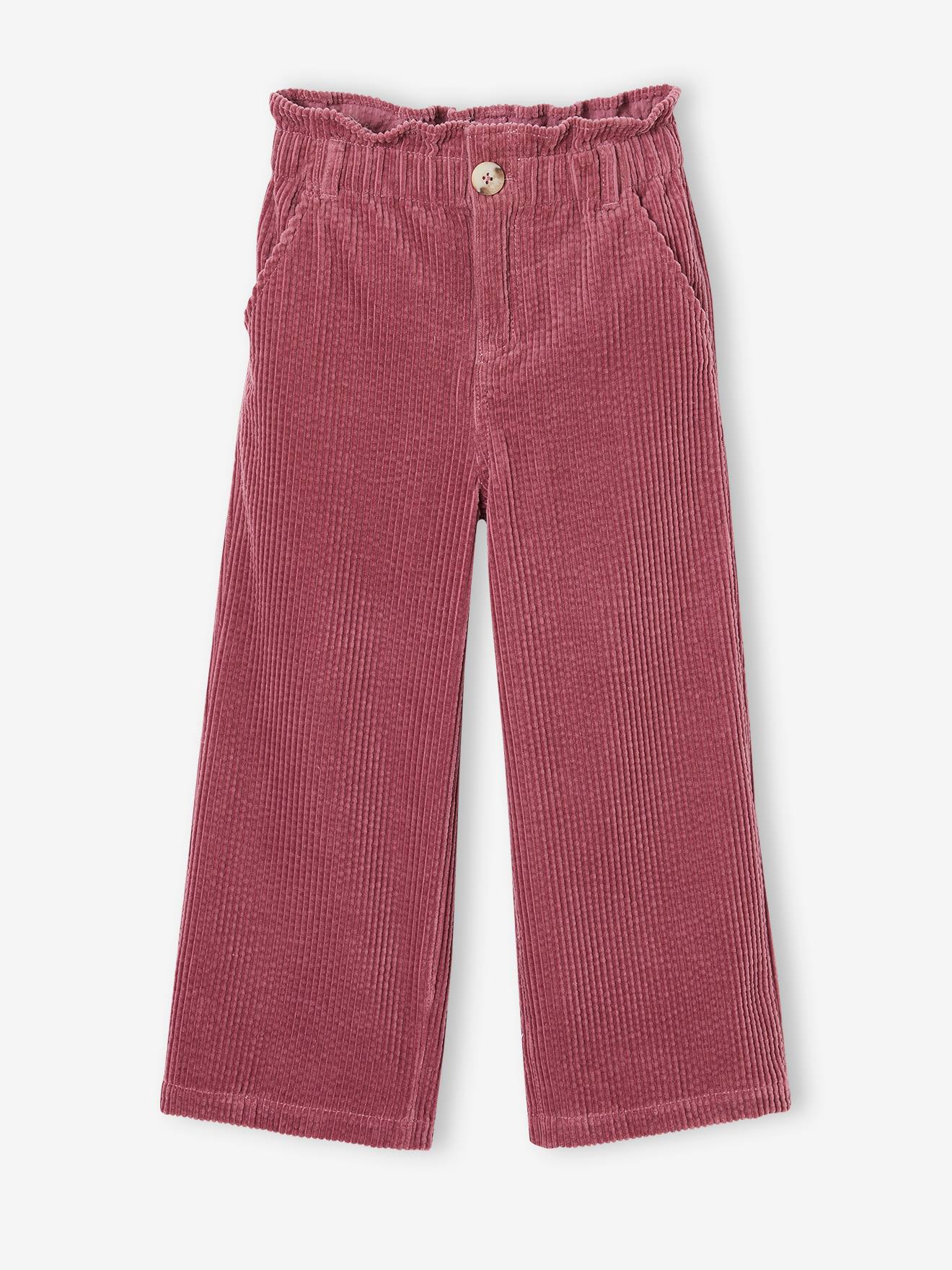 Vertbaudet Weite Mädchen Cordhose mit Paperbag-Bund - malve