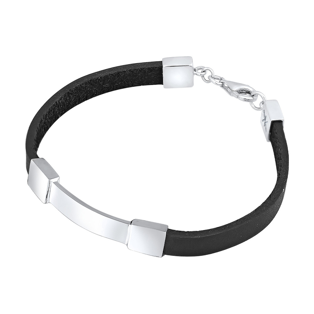 KUZZOI KUZZOI Bracelet Plaque de Bouclier pour Homme en Cuir Véritable Élégante en Argen Bracelet