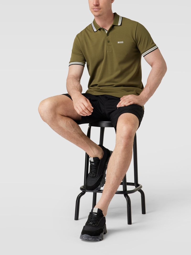 Regular Fit Poloshirt mit Label-Stitching Modell 'Paddy' in grün