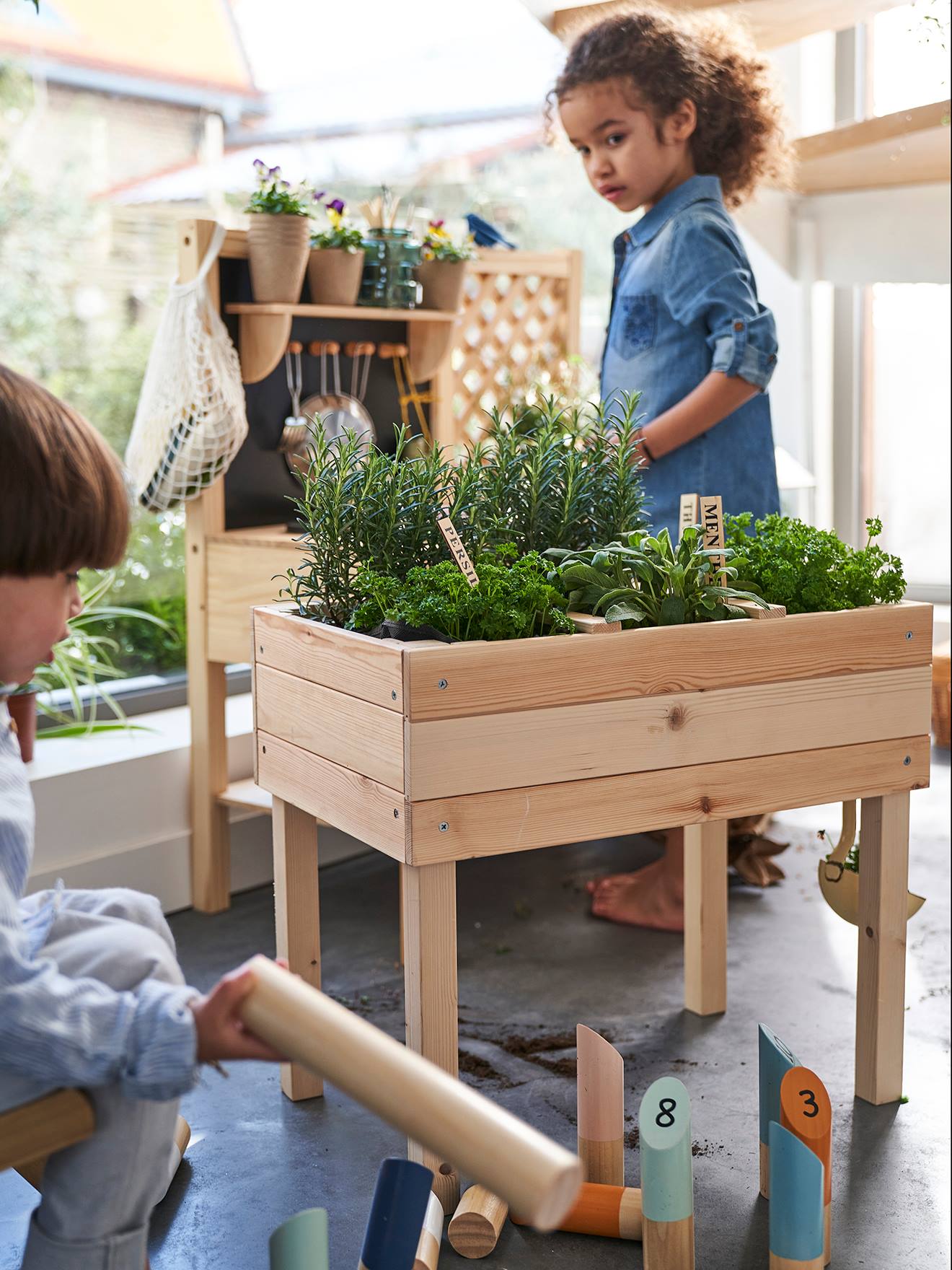 Carré potager en bois beige
