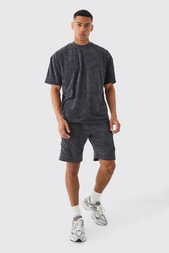 Oversize Frottee T-Shirt & Cargo-Shorts