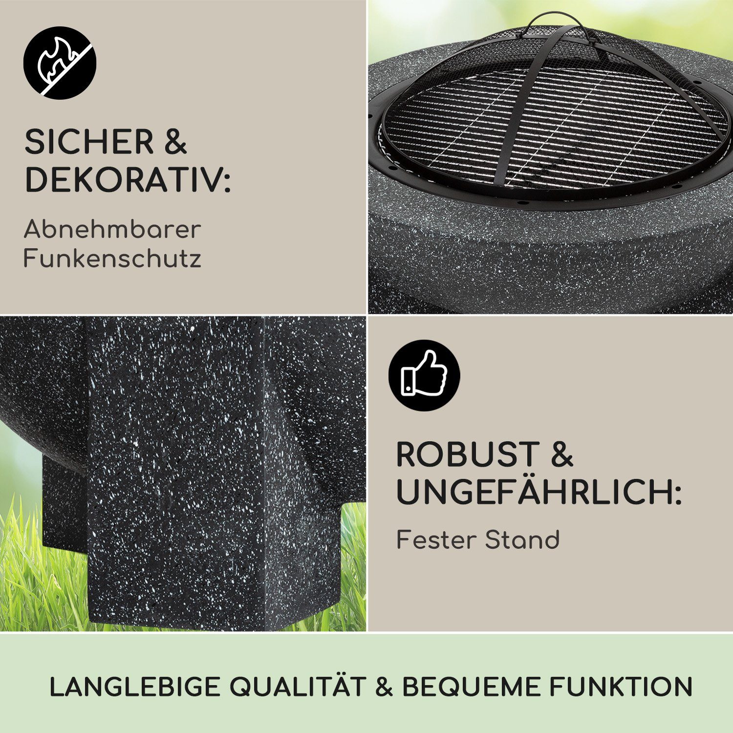 blumfeldt Feuerschale Troja Feuerschale, (Set, Set), Feuerschale Garten Grill Funkenschutz Feuerkorb Feuerstelle Outdoor