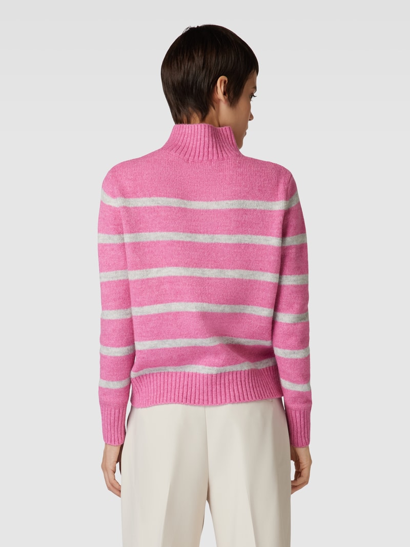 Strickpullover mit Stehkragen in pink