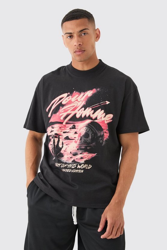 Oversize T-Shirt mit Totenkopf-Print