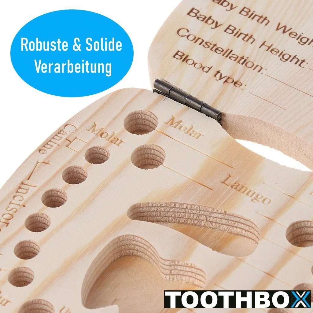 MAVURA Zahndose TOOTHBOX Milchzahndose Milchzahnbox Zahnbox Holzbox, Mädchen Junge Erinnerungsbox Baby Geschenk
