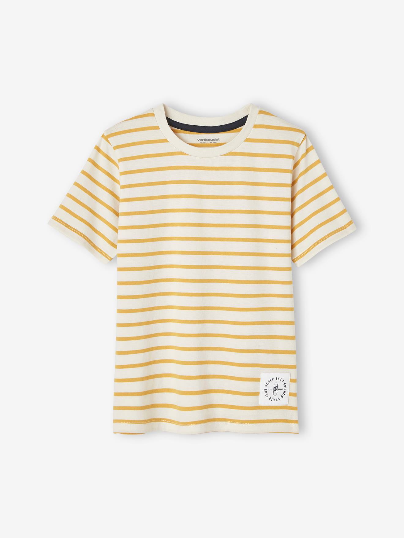 T-shirt rayé garçon manches courtes sauge rayé