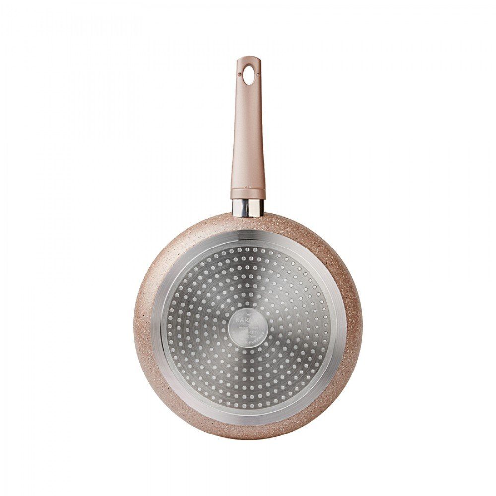 KRC Topf-Set Karaca Biogranit Antik Rose 7-Teiliges Kochgeschirr-Set Kochgeschirr-Set, Antihaftbeschichtung, Topf Pfannenset mit Glasdeckeln, Spulmaschinengeeignet, Granit