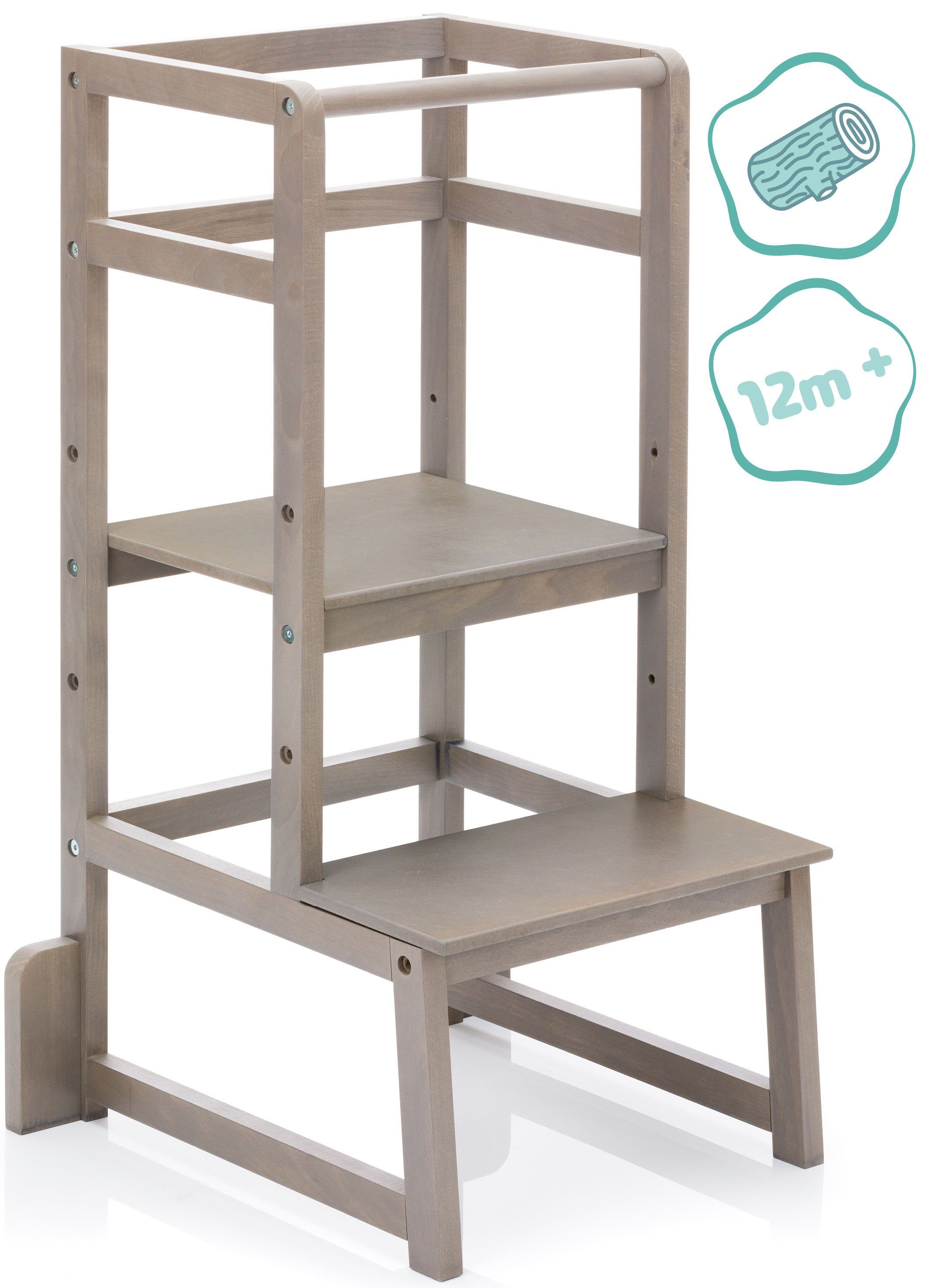 Fillikid Stehhilfe Lernturm, grau, aus Holz