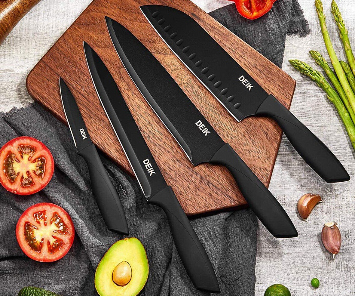 DEIK Messer-Set (Messerblock inklusive Schere & Schäler, 15-tlg., hochwertiges Küchenmesser Set), korrosionsbeständig, ergonomisch, robust, langlebig, Edelstahl