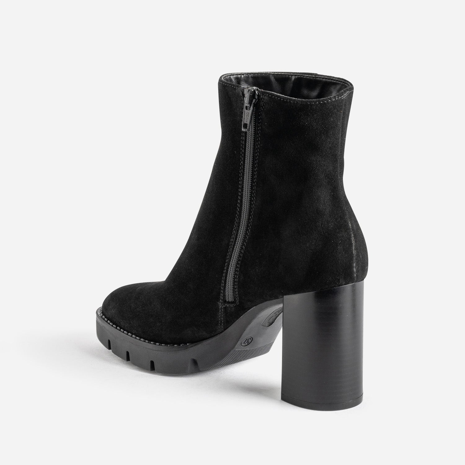 Boots TEXTO en cuir noir à talon