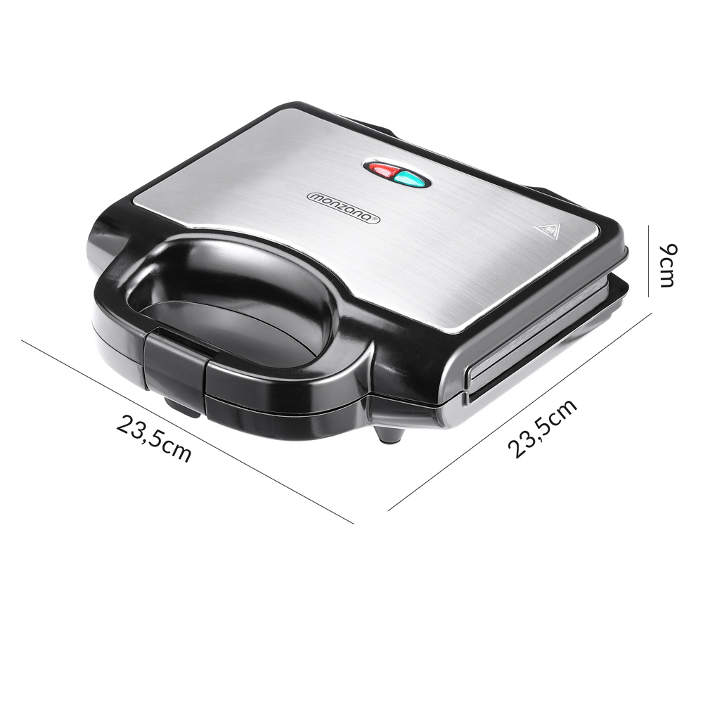 Monzana Sandwichmaker XL Schwarz/Silber 750W