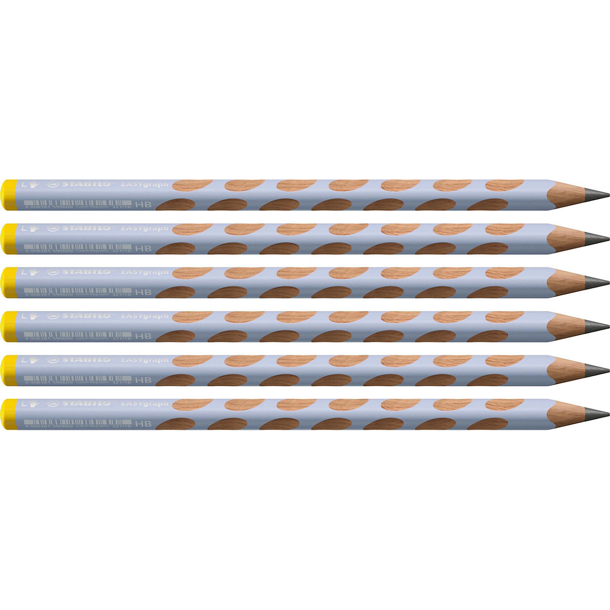 Dreikant-Bleistift EASYgraph Linkshänder pastellblau HB, 6 Stück